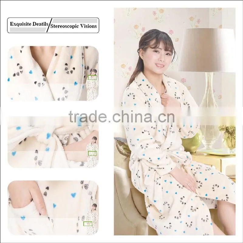 Factory wholesale stock coral fleece bathrobe for women