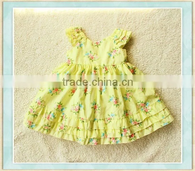 Yi wu manufacture new style wholesale little girl boutique traditional Patriotic pic clothes unique design frock