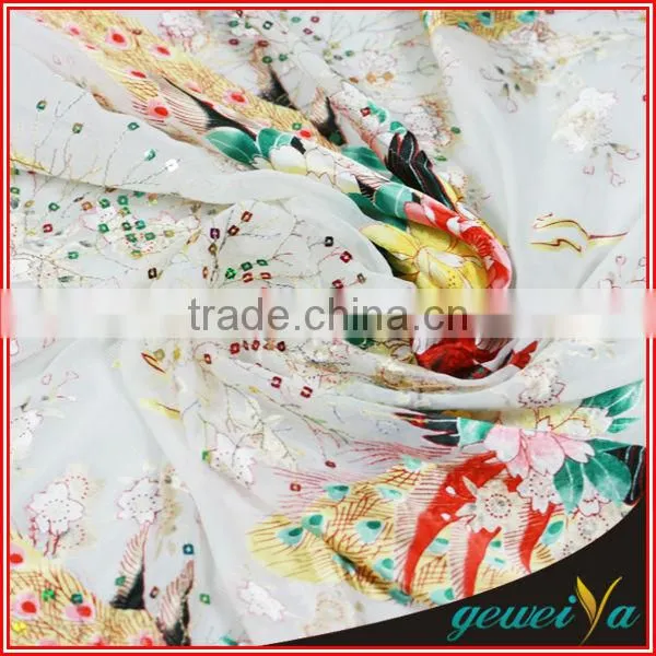 Customize Chiffon Digital Printed Sequin Fabric