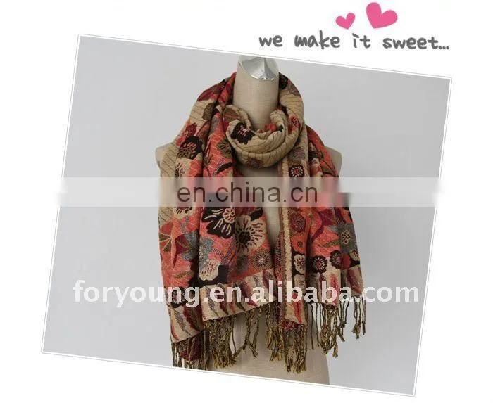 flower jacquard shawls and lady scarf