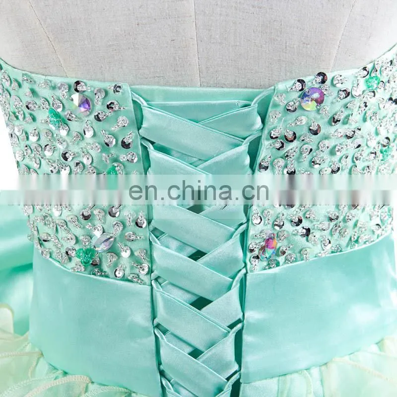 2016 Lovely Sweetheart Bowknot Ball Gown Sequins Beaded Organza Cascading Ruffles Homecoming Dresses