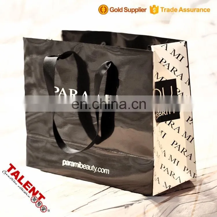 custom black color paper shopping bag for private brand