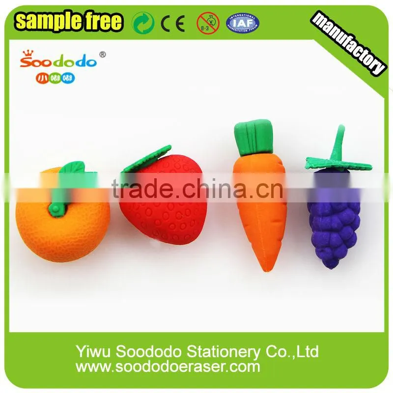 Cartoon 3d fruit shape eraser in Europe market