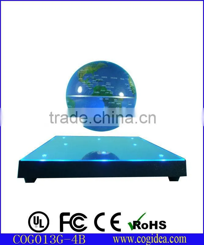 Bottom system magnetic floating globe spining globe display with leds