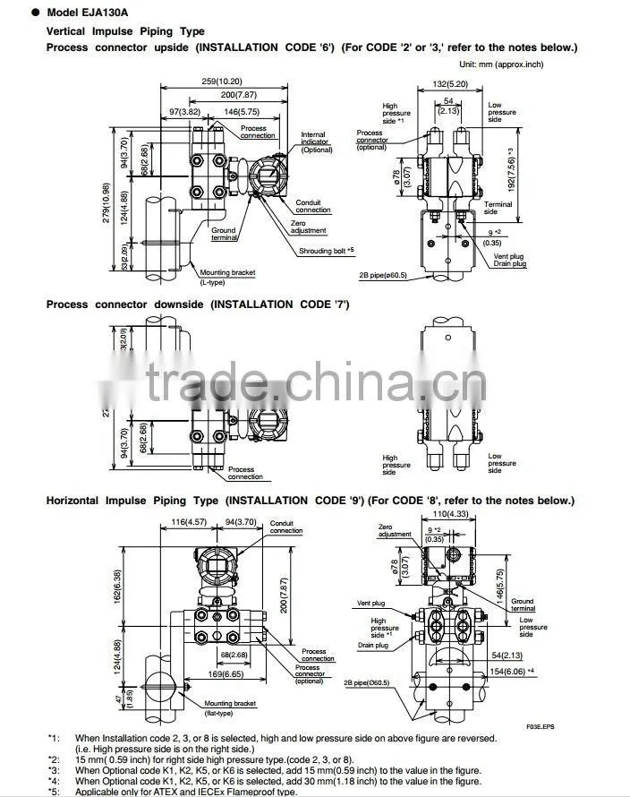 EJA130A differential pressure and liquid level sensor