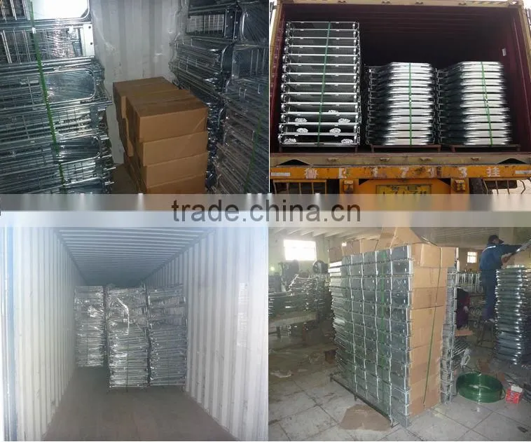 Metal wire supermarket foldable storage shopping roller cart