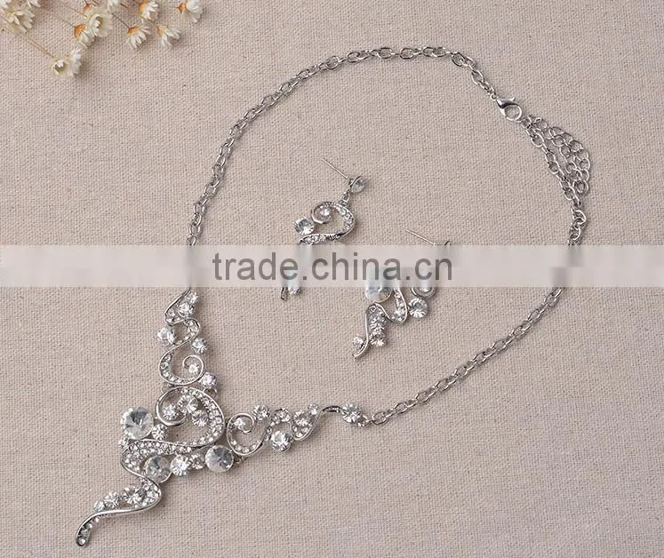 New Wedding Bride Rhinestone Crystal Necklace Set Wholesale