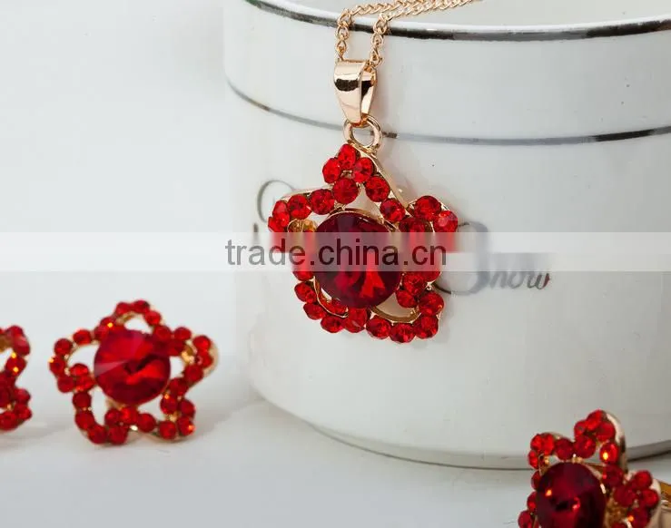 Bridal Ruby Red Necklace Earring Set Lateat Design Jewelry Set