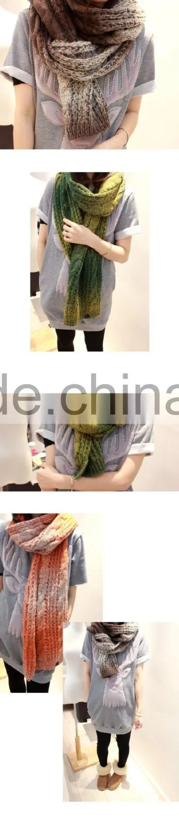 2014 Winter Latest Fashion Warm Unisex Man Women Fitted Space Dye Long Knit Scarf