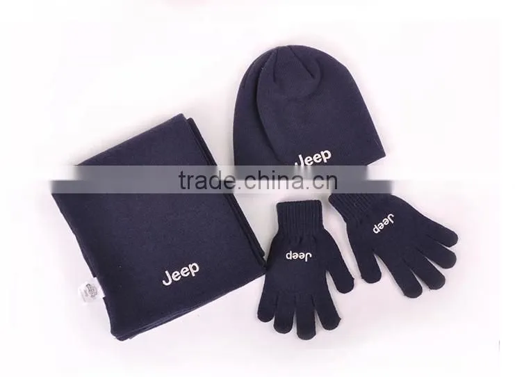 Wholesale 2013 cheap JEEP fitted knitted beanie hat Gloves and scarf