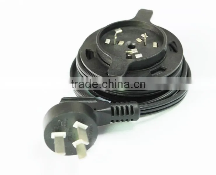 3 pins extension power cord reels and spring retractable cable reel