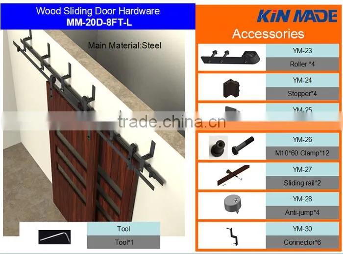 6/6.6ft bypass sliding barn door closet door interior sliding door hardware