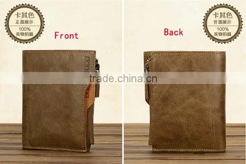 High quality customized logo travel rfid blocking wallet leather with button