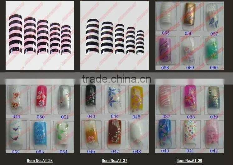 wholesale 70pcs/box Airbrush Pre Design Translucent French False Nail Art Acrylic Tips AT1200