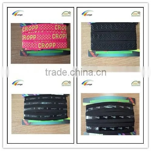 Garment use non-slip polyester elastic webbing with gray rubber threads