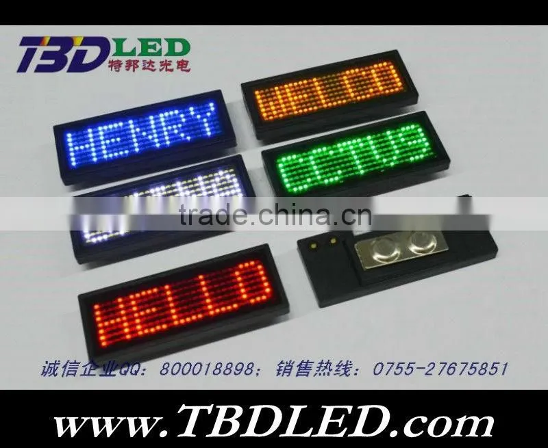 B729 blue led name card badge,led mini led display,mini led message sign