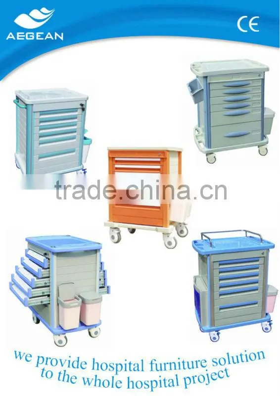 AG-MT003B3 CE ABS medical instrument hospital plastic medical delivery cart