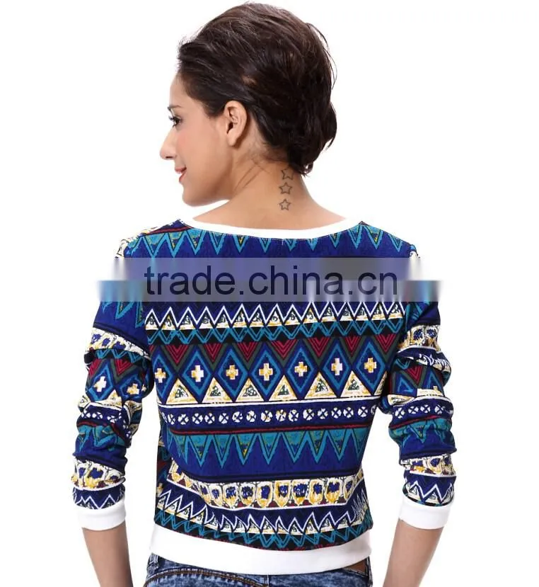 New Lady Women's Rainbow Printed O-Neck Long Sleeves Tops Blouses