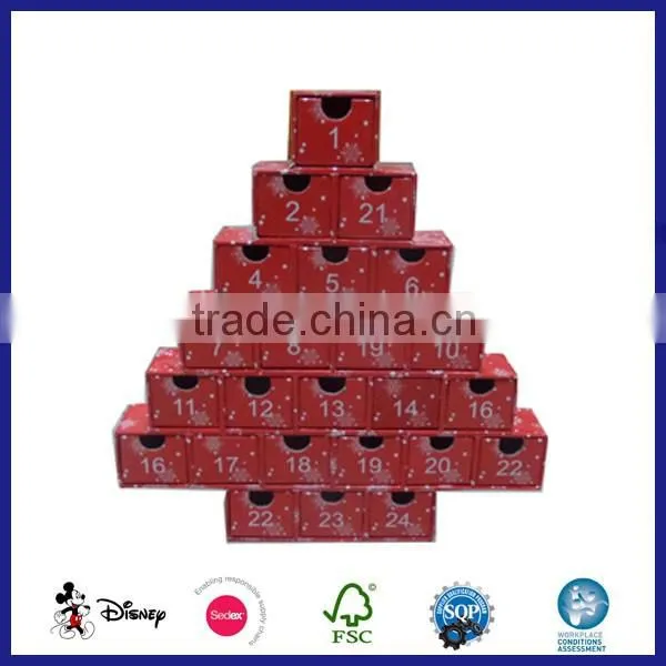 Cardboard stamped little doors advent calendar with plastic inlay for toys