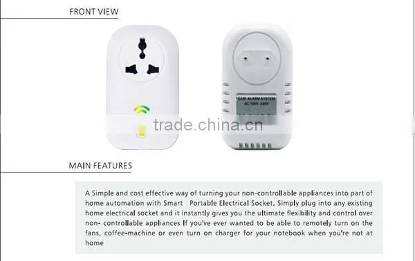 Wireless gsm smart home system and appliance control with 5 zones wireless socker