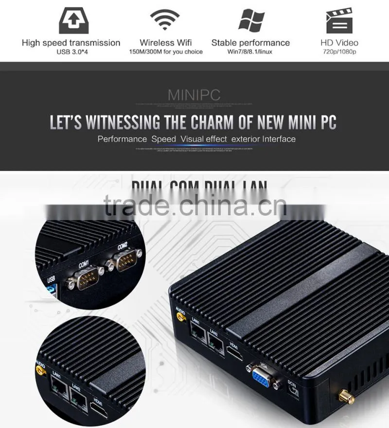 Pentium 3805U MINI PC Dual Lan 2G RAM 64G SSD Haswell Barebone Computer With VGA,Support Msata +2.5inch hdd MINI PC SSD