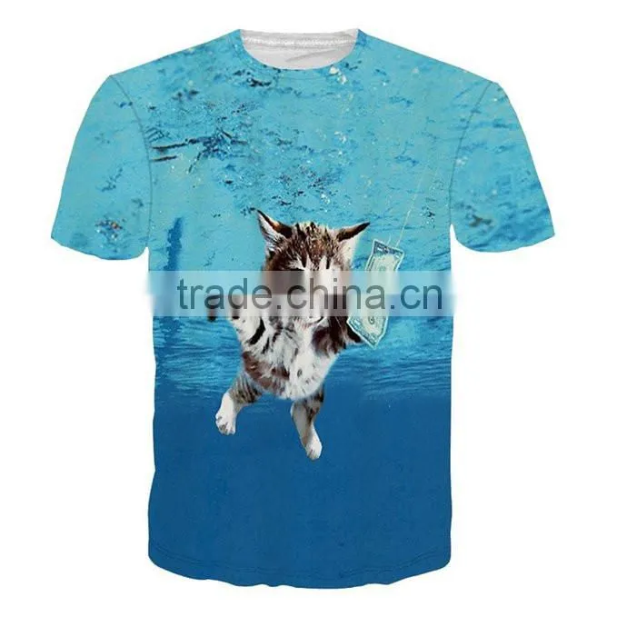 Wholesale custom logo 3d sublimation printed t-shirt,blank printing 3d t shirt from China