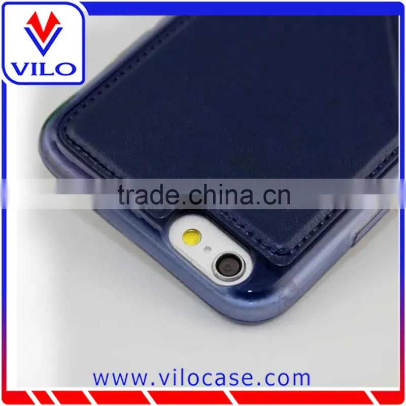 factory wholesales Utra slim tpu with leather kickstand mobile phone case for iphone 6