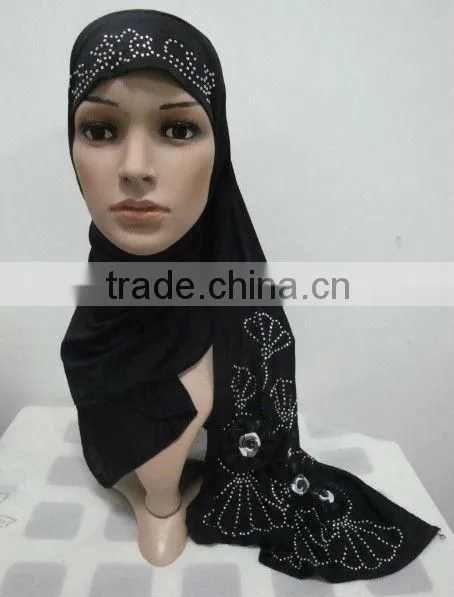 H128 latest muslim hijab with shawl and flower