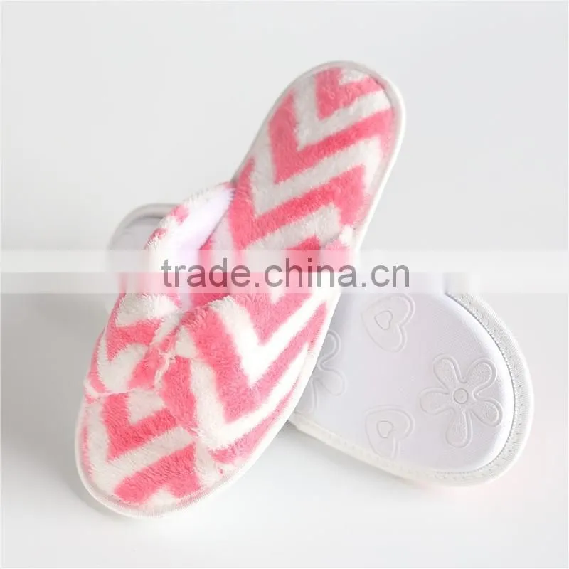 Women jacquard weave coral fleece indoor slipper