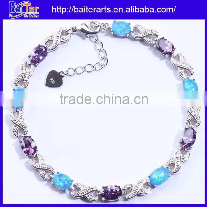 White Opal Stone 925 Sterling Silver Costume Jewelry Imported Bracelets China