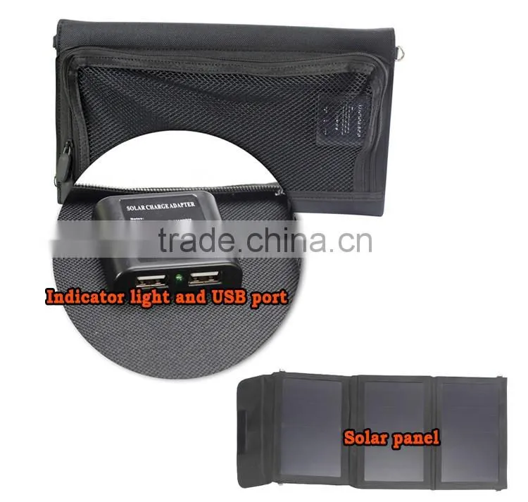 2-USD port 18W foldable solar charger with 23-25% solar conversion best for outdoor fittings