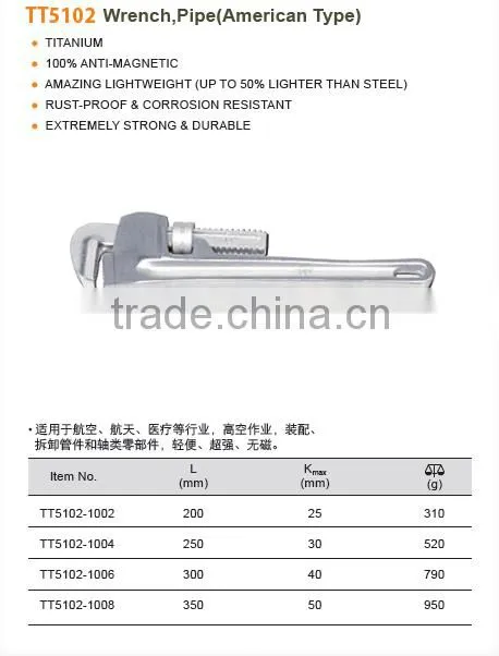 High quality Titanium tools American Type Wrench/Spanner Pipe