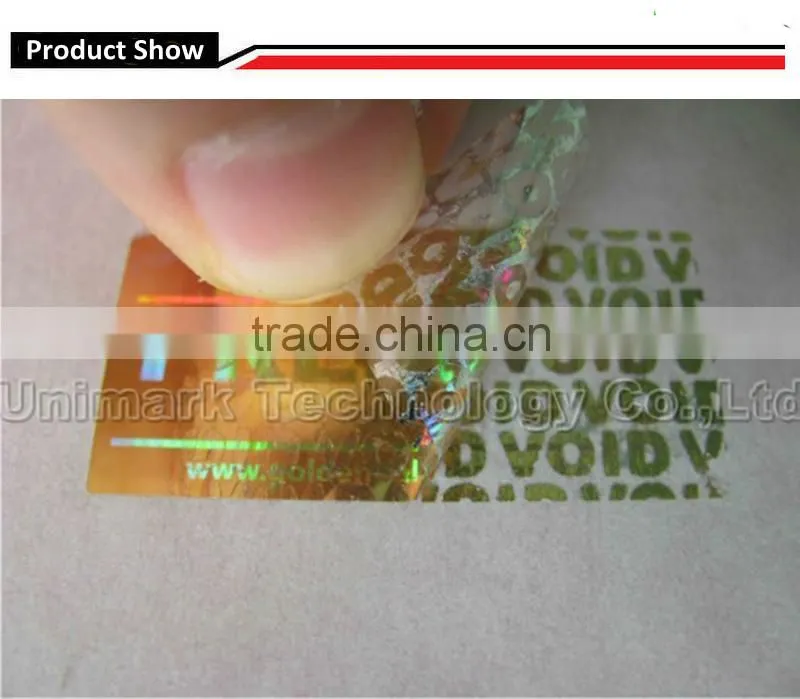 Tamper Evident Hologram Label VOID gold holographic sticker