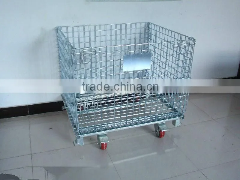 folding galvanized heavy duty wire mesh container