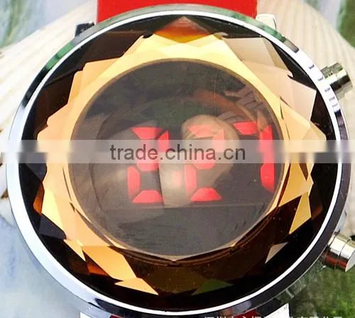 2014 new LED fashion crystal glass electronic 30ATM silicon watch(WJ-2386)