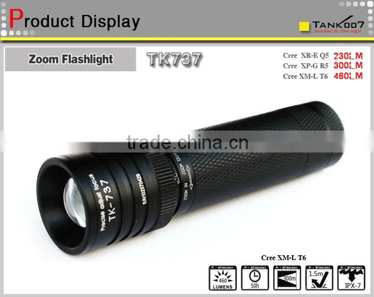 5 modes Zoomable led torch with 1*18650 or 2*CR123 bettry