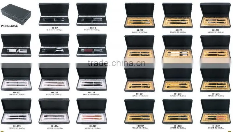 Metal pen set with leather box