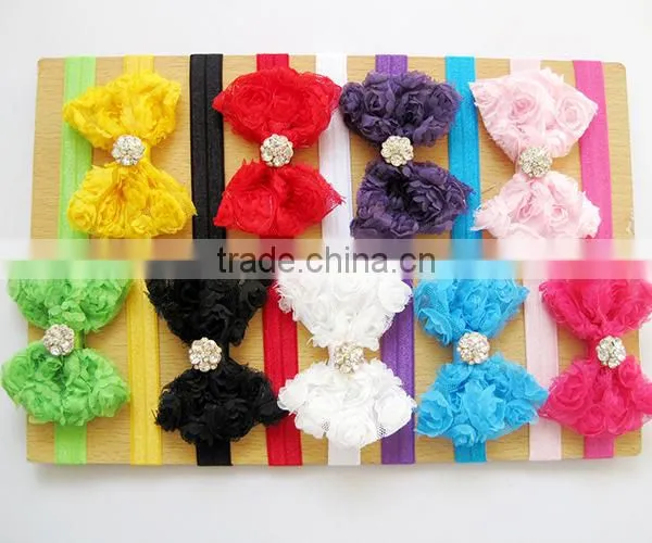 large bow knitted diamond flower baby hair bow headband