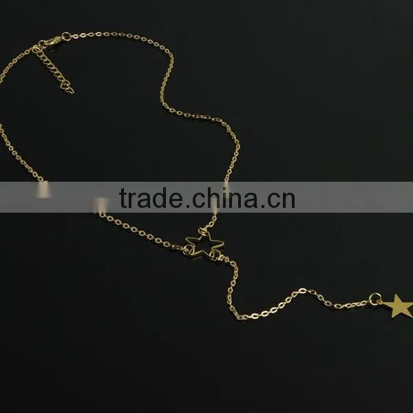 star gold long necklace jewelry, long tassel necklace