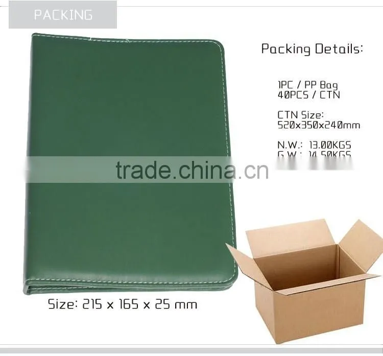 Hotel leather folder/Ring Binder PU Folder/A5 customized folder