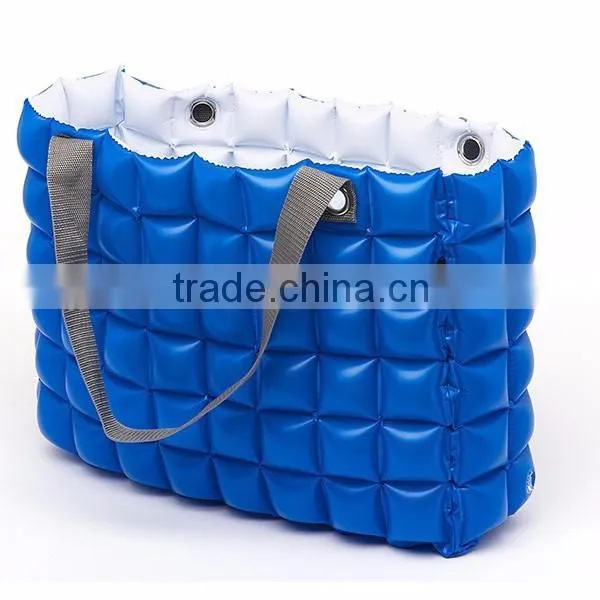 blue PVC air tote bag for family beach holiday