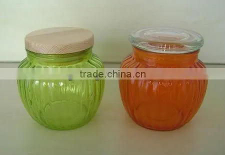 transparent glass pumpkin jar
