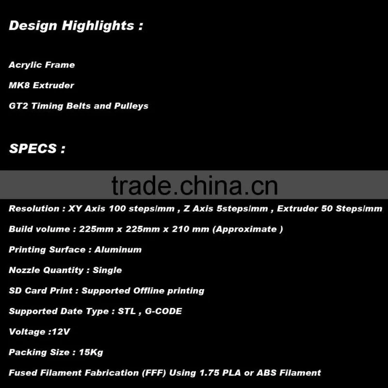 High Quality Precision Reprap Prusa i3 DIY 3d Printer kit (with 1 Roll Filament 8GB SD card,LCD)7 Material size 225*225*200mm