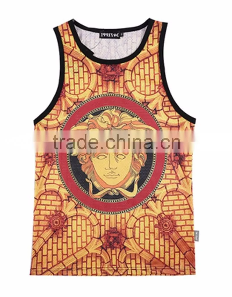 2016 new arrival Super stretch cotton men's tight vest sublimation vest for men with low price