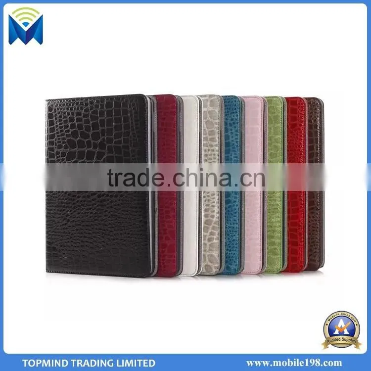 Crocodile Leather Case for iPad Air 2, Wallet Case Cover for iPad Air 2 with Card Slot