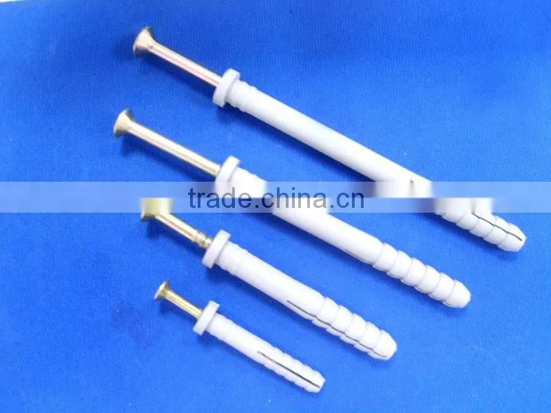 Flat Head Nylon Frame Fixing Anchor with nail screw,hammer fix screws nylon anchor