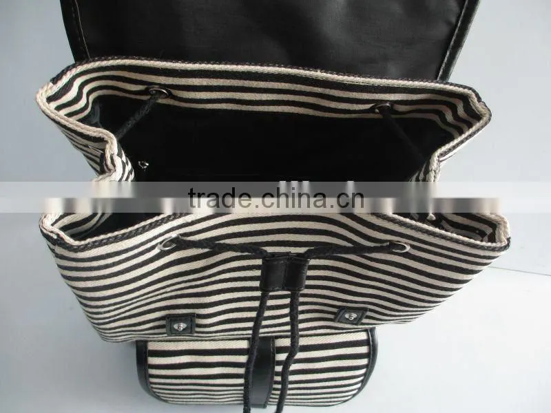 Casual Canvas with Black and white stripe Unisex Backpack