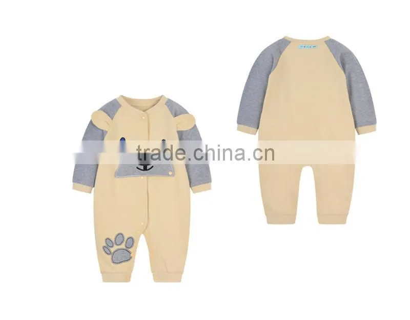 2015 China warm long sleeve cute baby plain romper wholesale