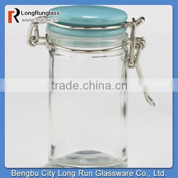 LongRun 3oz 2014 New Style Spice Glass Jars with Red Ceramic Lids Customized Kitchen Glassware