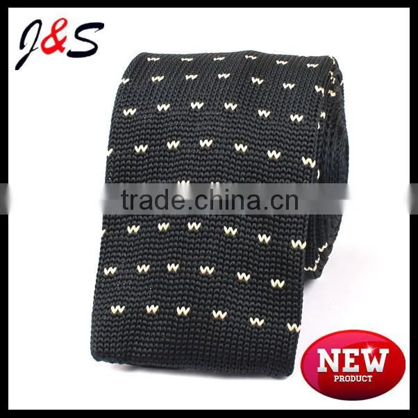 new arrival pink knitted tie with white polka dots KT064